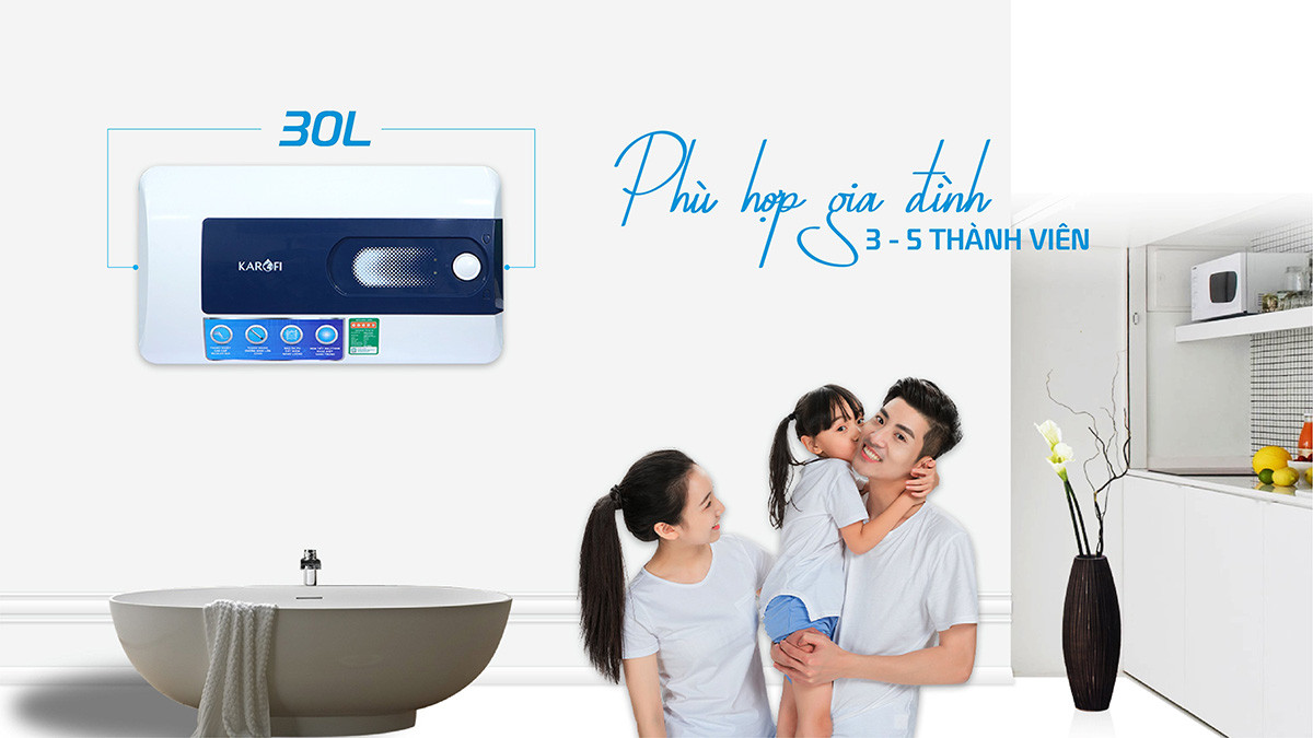 Bình nước nóng Karofi KBO-R300 phù hợp với gia đình